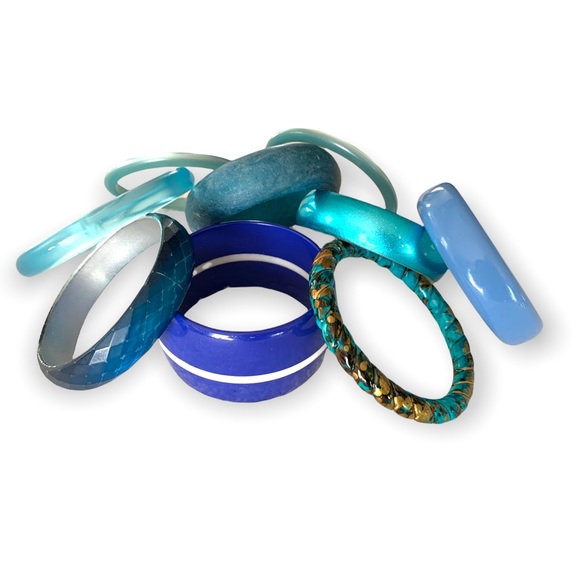 Vintage set of 9 bangle bracelets in hues of blue - Picture 4 of 7